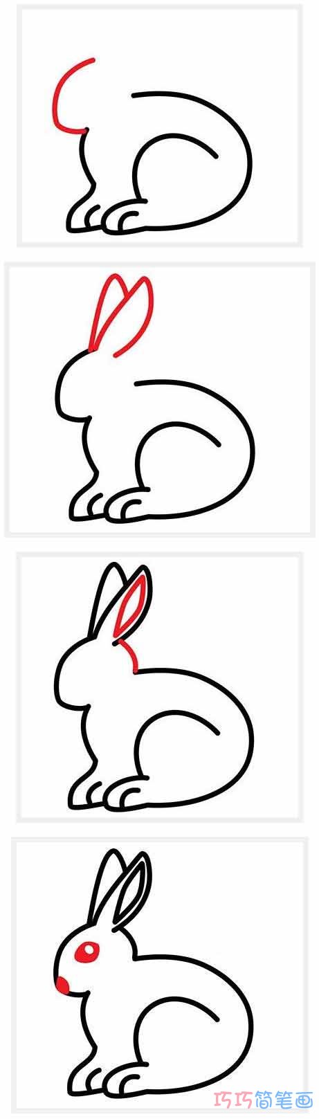 兔子怎么画简洁可爱_带步骤图兔子简笔画图片