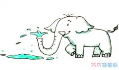 大象喷水的画法简单可爱 怎么画大象简笔画图片