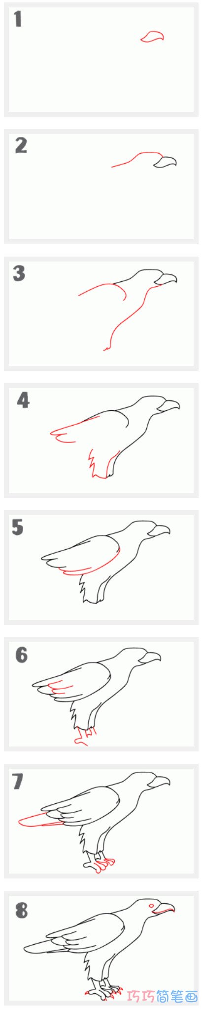 老鹰怎么画简单生动_带步骤图老鹰简笔画图片