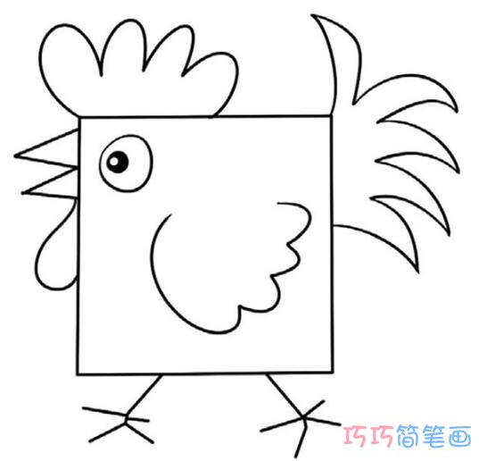 卡通公鸡怎么画简单可爱_带步骤图公鸡简笔画图片