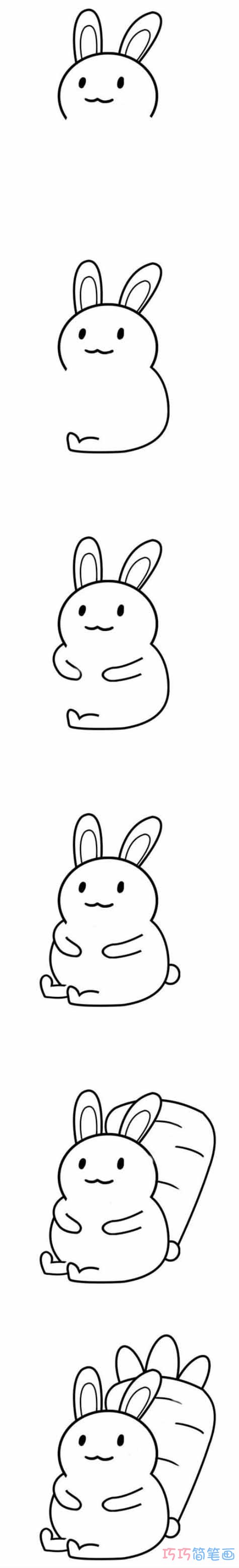 背着萝卜小白兔怎么画简单_小白兔简笔画图片