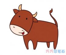 可爱小黄牛怎么画涂颜色简单 小牛的画法简笔画图片