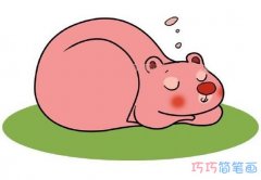 睡觉的狗熊怎么画简单可爱_彩色狗熊简笔画图片