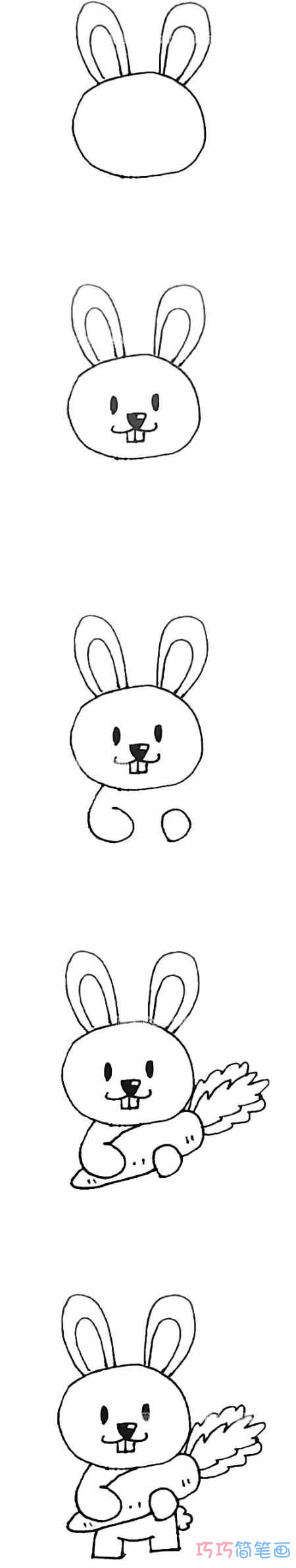 爱吃胡萝卜兔子怎么画可爱_带步骤图小兔简笔画图片