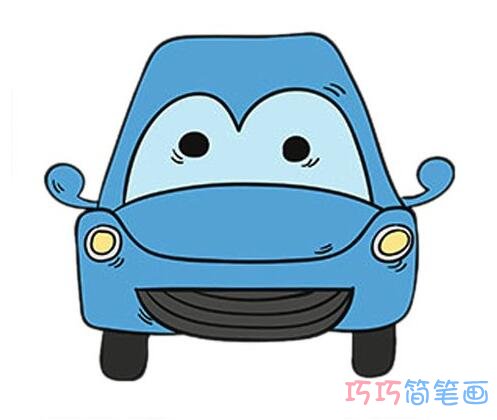 蓝色卡通小汽车如何画更可爱_小汽车简笔画图片