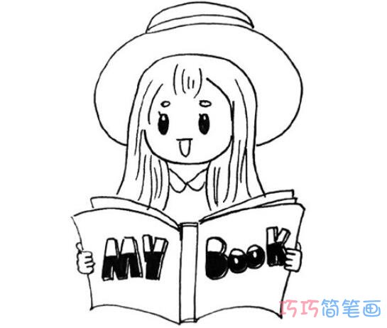 看书小女孩怎么画简洁易学_小女孩简笔画图片