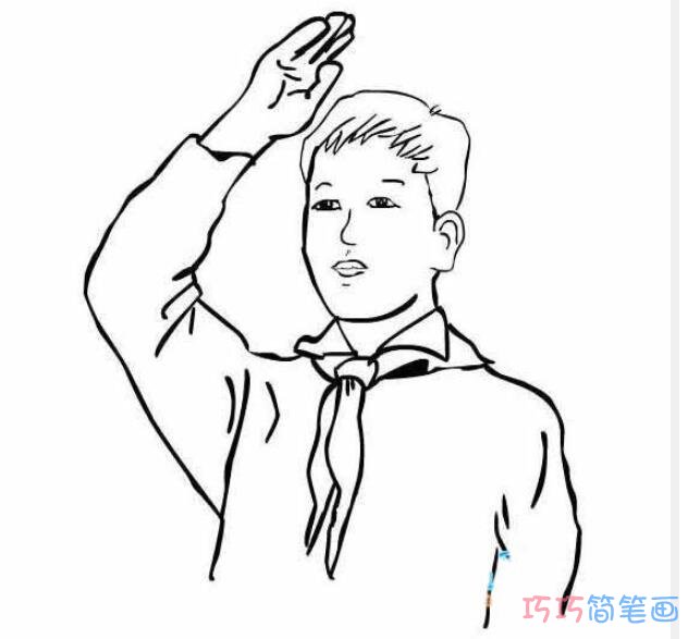 少先队员素描怎么画简洁易学_少先队员简笔画图片