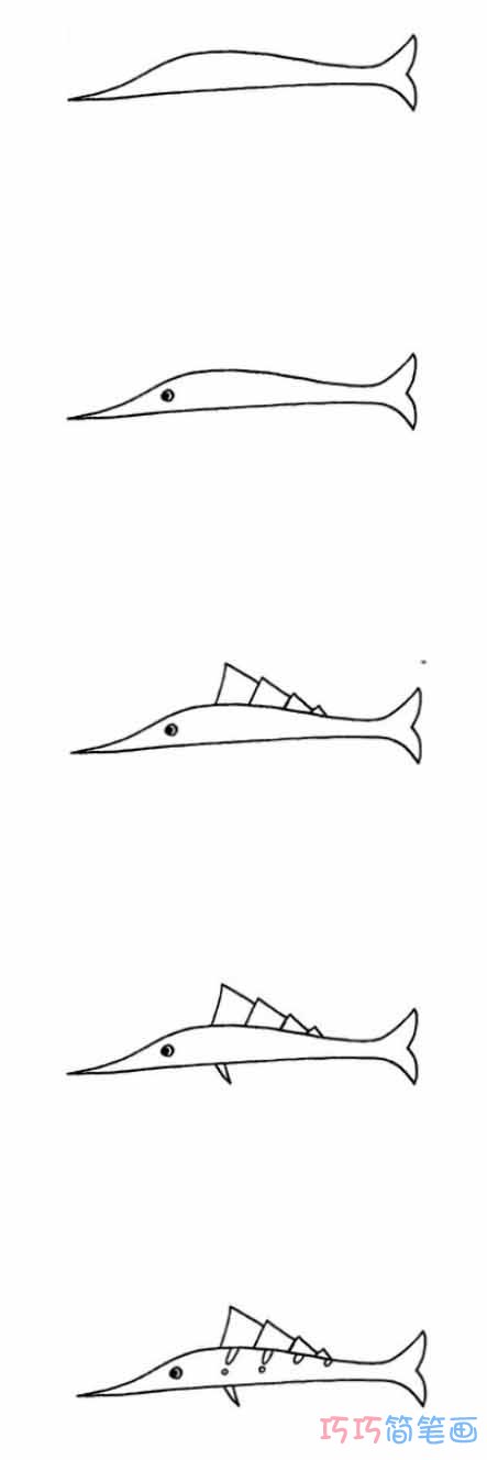 秋刀鱼怎么画简洁可爱_带步骤图秋刀鱼简笔画图片