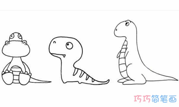 卡通恐龙怎么画简单易学_恐龙简笔画图片