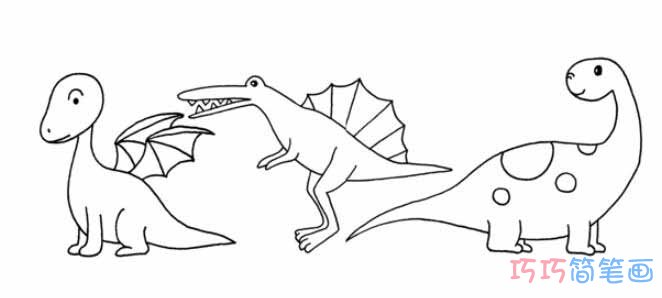 各种恐龙怎么画简单可爱_恐龙简笔画图片