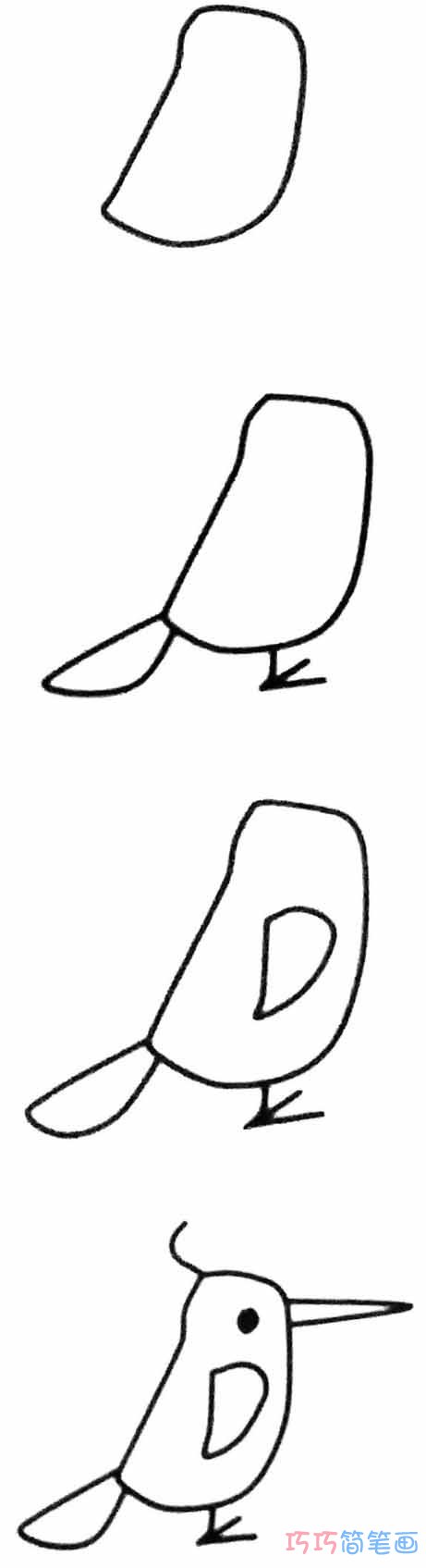啄木鸟怎么画可爱_带步骤图啄木鸟简笔画图片
