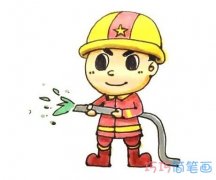消防员的画法步骤图带颜色_卡通消防员简笔画图片