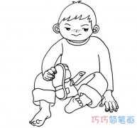 坐着小男孩素描怎么画简单好看_小男孩简笔画图片