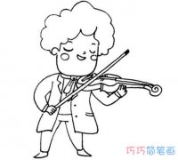 怎么画拉小提琴的小男孩手绘_小男孩简笔画图片