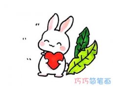 可爱小白兔怎么画带颜色_小白兔的画法简笔画图片