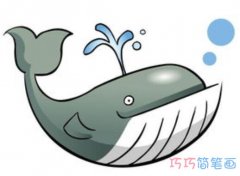 喷水大鲸鱼喷水的画法简单带颜色 鲸鱼怎么画简笔画图片
