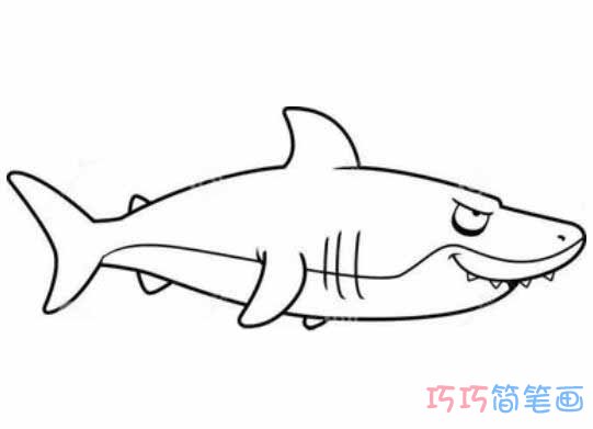 鲨鱼怎么画简单好看_彩色鲨鱼简笔画图片