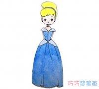 涂色灰姑娘怎么画简单漂亮_灰姑娘简笔画图片