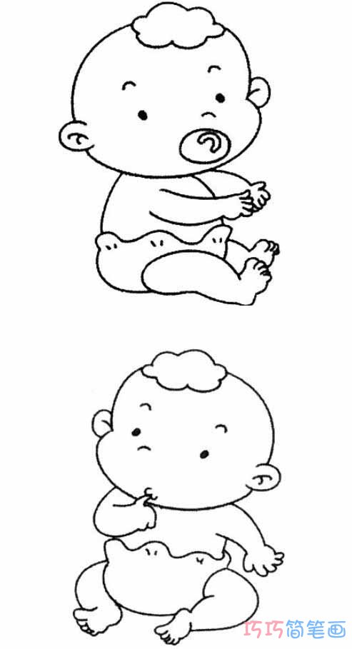 婴儿小宝宝怎么画简单可爱_婴儿简笔画图片