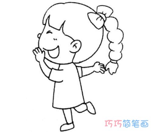 小女孩侧面怎么画简单_小女孩简笔画图片