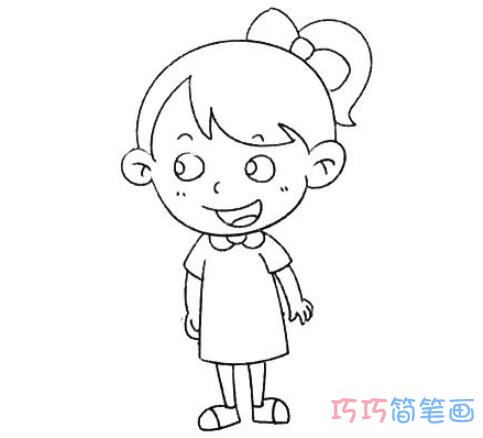 小女孩怎么画简洁好看_带步骤图小女孩简笔画图片