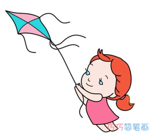 放风筝小女孩怎么画逼真可爱_小女孩简笔画图片