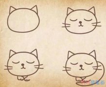怎么画小猫带步骤图 简单可爱小猫简笔画图片