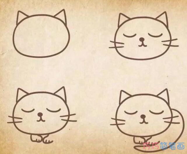 小猫怎么画可爱_带步骤图小猫简笔画图片