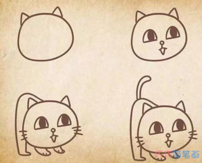 小猫怎么画可爱_带步骤图小猫简笔画图片