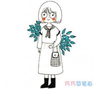 小女孩手绘的画法简单漂亮_小女孩简笔画图片