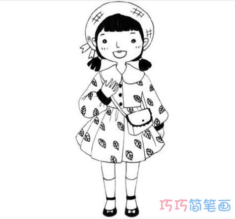  戴帽子小女孩素描怎么画简单_小女孩简笔画图片