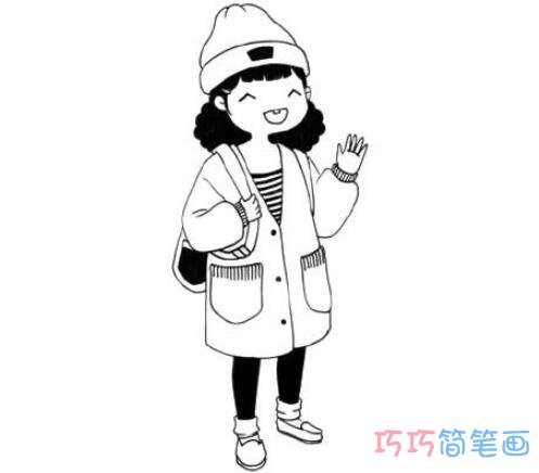  戴帽子小女孩素描怎么画简单_小女孩简笔画图片