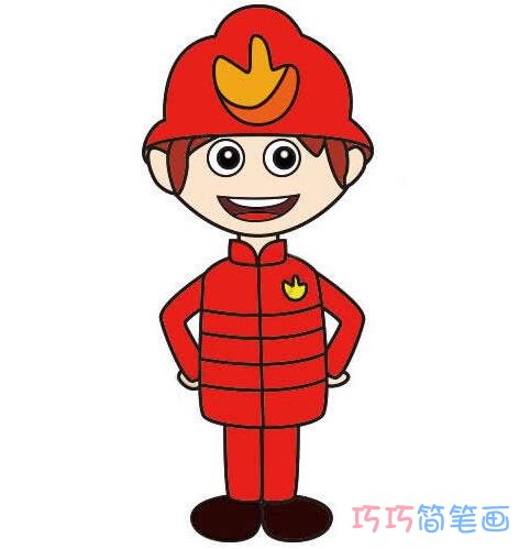 幼儿消防员怎么画简洁好看_消防员简笔画图片