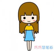 长发小女孩怎么画涂色_手绘长发小女孩的画法步骤图