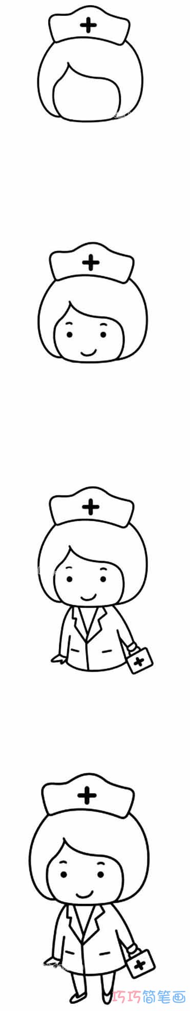 护士怎么画简洁好看_带步骤图护士简笔画图片