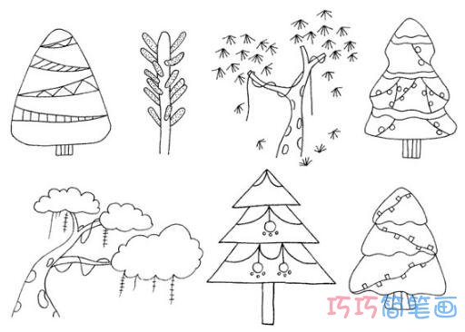 圣诞树怎么画简单易学_带步骤图圣诞树简笔画图片