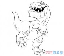 手绘霸王龙简笔画图片 霸王恐龙的画法教程