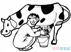 人工奶牛挤奶的画法手绘教程_奶牛简笔画图片