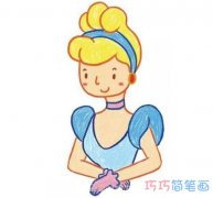 外国公主的画法步骤图带颜色 卡通公主简笔画图片