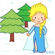 冰雪奇缘公主的画法步骤图带颜色 卡通公主简笔画图片