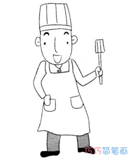 厨师素描怎么画简单好看_厨师简笔画图片