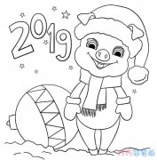 新年卡通小猪怎么画简单可爱_小猪简笔画图片