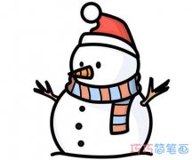 圣诞小雪人的画法手绘涂色_小雪人简笔画图片