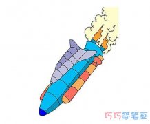 航天火箭简笔画教程_卡通火箭的画法带颜色