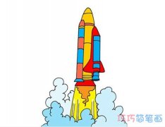 卡通火箭发射怎么画简单易学_彩色火箭简笔画图片