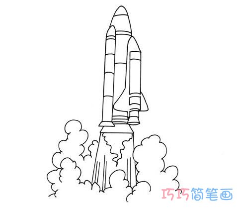 火箭发射怎么画简单易学_火箭简笔画图片