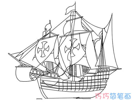 古代帆船怎么画好看简洁_帆船简笔画图片