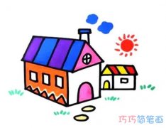 漂亮小房子的画法涂色手绘_小房子简笔画图片