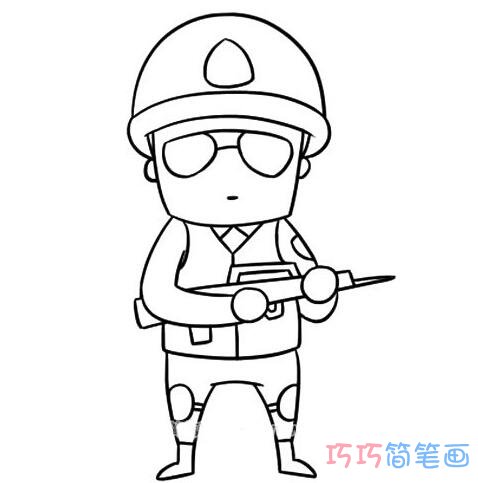 拿枪的士兵怎么画简单好看_士兵简笔画图片