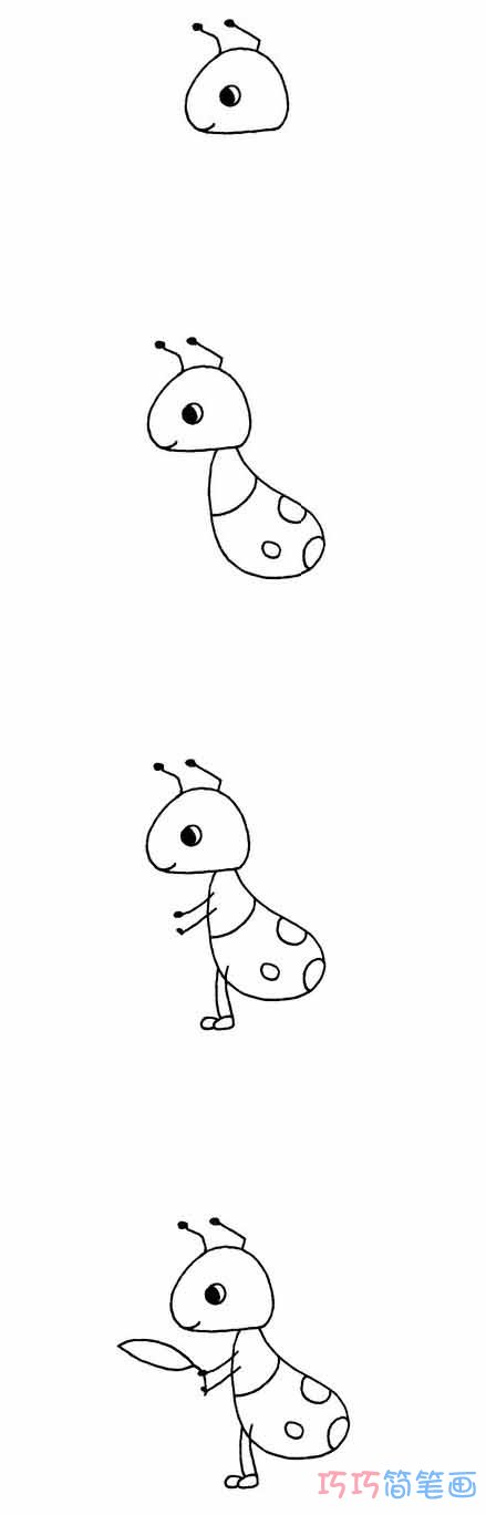 各种蚂蚁怎么画简单_带步骤图蚂蚁简笔画图片